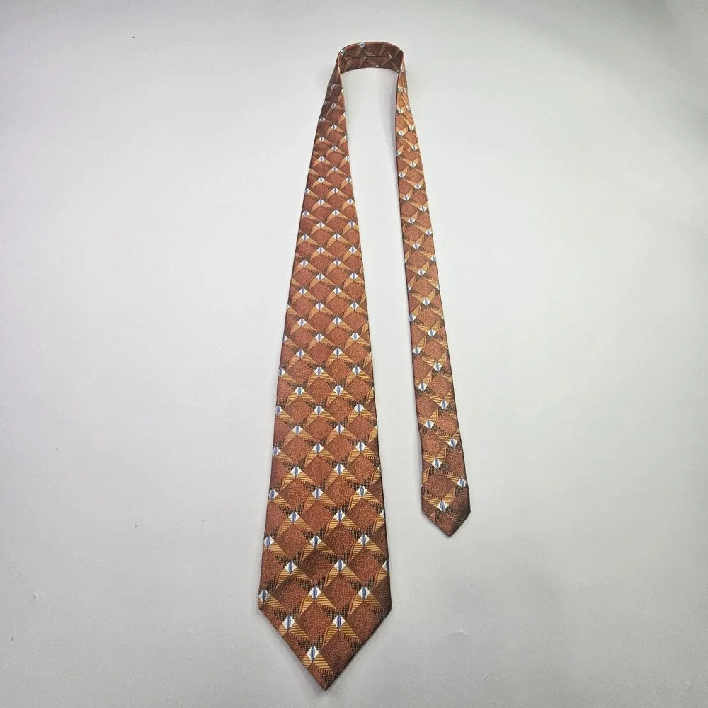 Jos. A. Bank Signature Collection Men's Silk Tie Copper Geometric Made in Italy